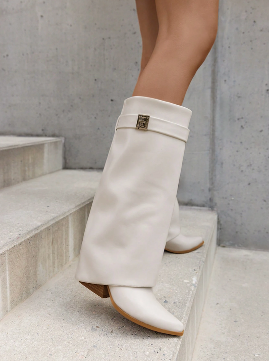 Bottes cuir Blanche/crème